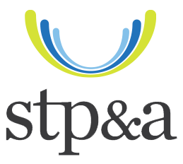 the stp and a logo is shown on a white background